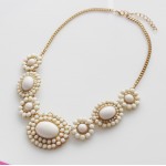 Ivory Sun Bloom Cabochon Statement Bauble Necklace
